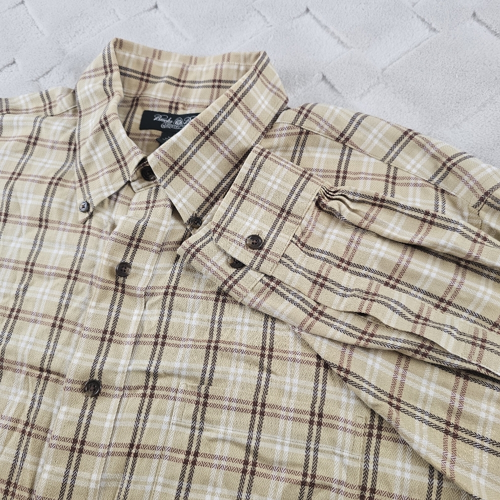 Brooks Brothers Button Up Shirt Mens XL Nova Plaid Cashmere Blend Preppy Formal